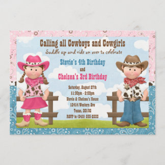 Cowboy-und Cowgirl-gemeinsames Einladung