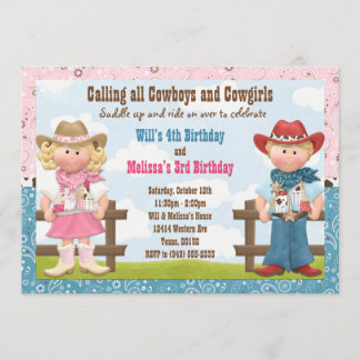 Cowboy-und Cowgirl-gemeinsames Einladung