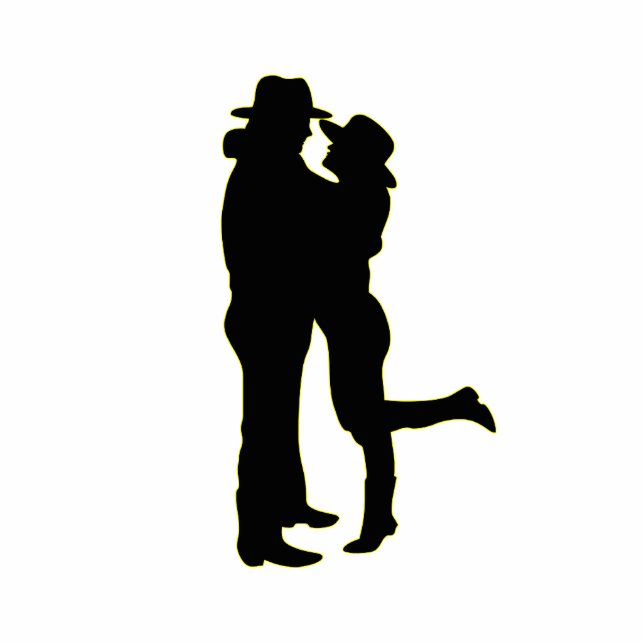 Cowboy und Cowgirl in der Liebe-Silhouette Freistehende Fotoskulptur (Vorne)