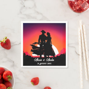 Cowboy und Cowgirl in Sundown Serviette