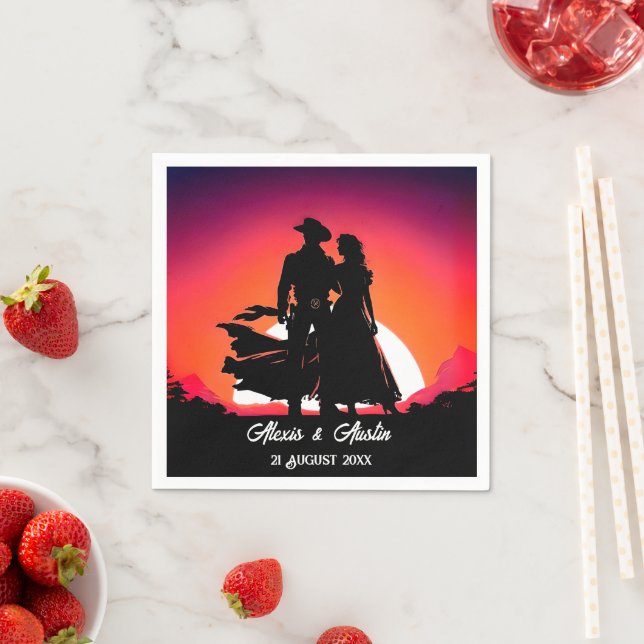 Cowboy und Cowgirl in Sundown Serviette (Beispiel)