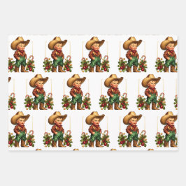 Cowboy und Cowgirl Kinder Weihnachten Geschenkpapier Set