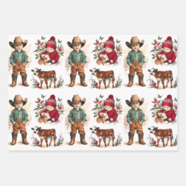 Cowboy und Cowgirl Kinder Weihnachten Geschenkpapier Set
