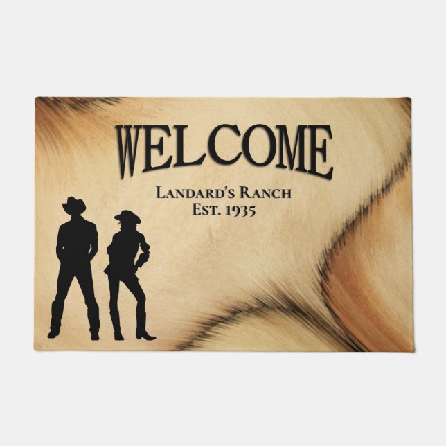 Cowboy und Cowgirl Willkommen auf der Ranch Fußmatte (Vorderseite)