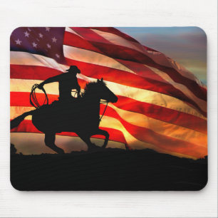Cowboy und Flagge Mousepad