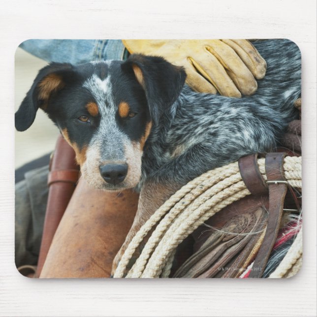 Cowboy und Hund auf Pferd Mousepad (Vorne)