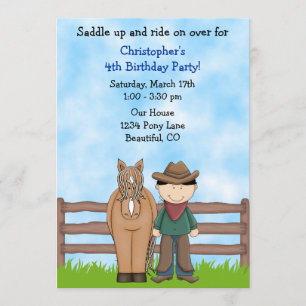 Cowboy und Pferd Einladung zum Geburtstag