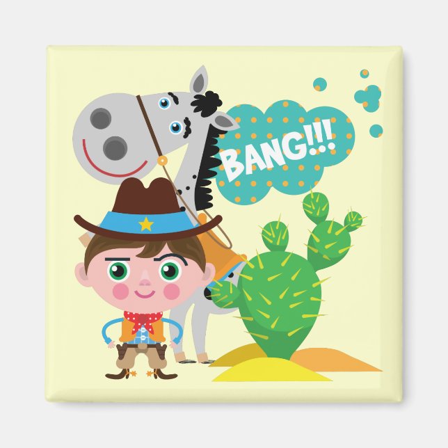 Cowboy und Pferd Magnet (Vorne)