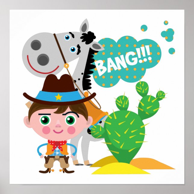 Cowboy und Pferd Poster (Vorne)