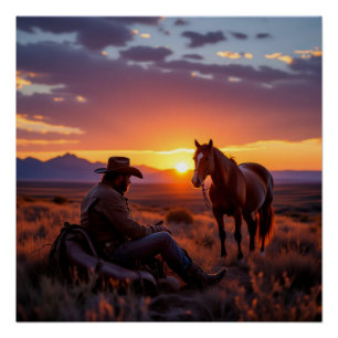 Cowboy und Pferd Poster