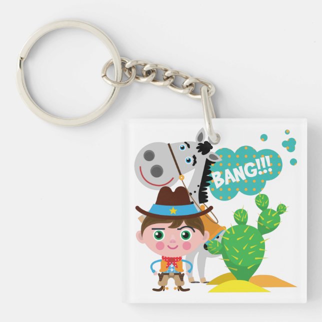 Cowboy und Pferd Schlüsselanhänger (Vorderseite)