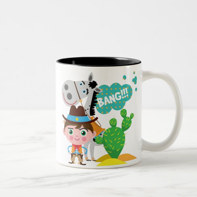 Cowboy und Pferd Zweifarbige Tasse (Rechts)