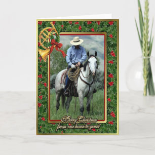 Cowboy und Quarter Horse Blank Weihnachtskarte Feiertagskarte