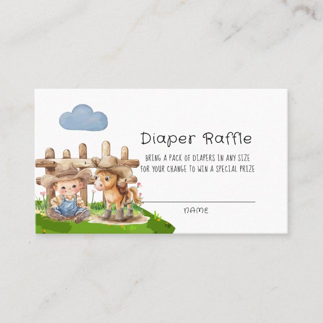 Cowboy und sein Pony Horse Boy Diaper Raffle Visitenkarte (Vorderseite)