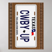 Cowboy Up! CWBY UP Texas-Lizenzplatte