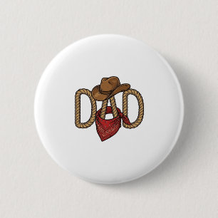 Cowboy-Vater-Seil-Hut-Bandana-vintage-Gravur-Desi Button