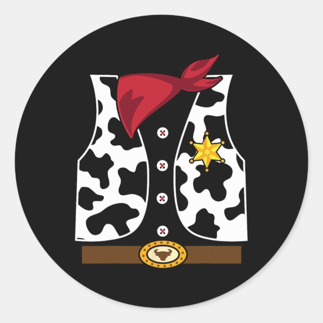 Cowboy Vest Western Sheriff Costume Cool Easy Hall Runder Aufkleber (Vorderseite)