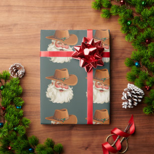 Cowboy Vintage Weihnachtsmann Lustig Retro Western Geschenkpapier