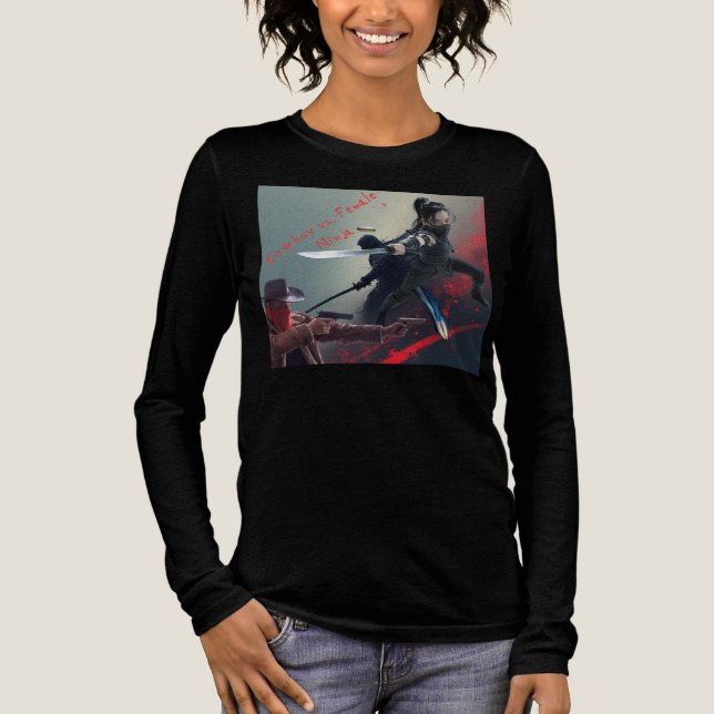 Cowboy vs. Female Ninja Tri-Blend Shirt (Vorderseite)
