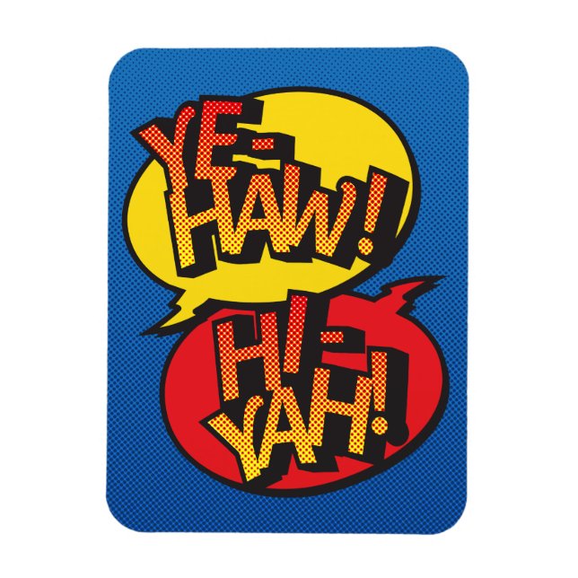 Cowboy vs Ninja Pop Art - Primärfarben Magnet (Vertikal)