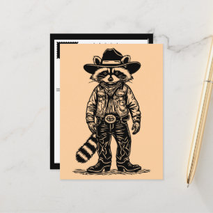 Cowboy-Waschbär Feiertagspostkarte
