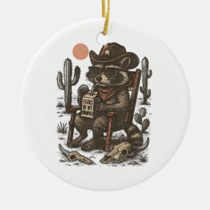 Cowboy-Waschbär Lustiger Western  Keramik Ornament