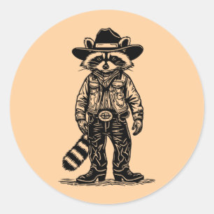 Cowboy-Waschbär Runder Aufkleber