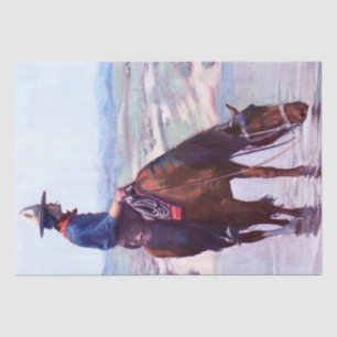 Cowboy Watering Horse von W Herbert Dunton Seidenpapier
