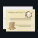 Cowboy Wedding Writable Advice Card Hinweiskarte<br><div class="desc">Diese bezaubernden, schriftlichen Advice Cards sind perfekte Ergänzung zu jeder Hochzeit. Gib diese Karten einfach an deine Gäste, zusammen mit den schönen Tips Sharpie Stiften. Ihre Gäste können sich dann alle Ratschläge für die neue Braut und den neuen Bräutigam notieren. Diese sind in einer Größe von 4, 25" x 5,...</div>