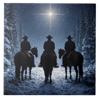 Cowboy-Weihnachten Nordstern Kunstwerk Fliese