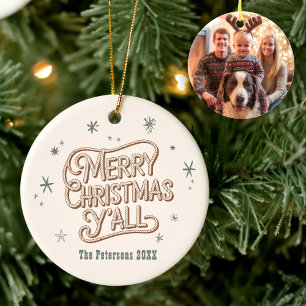 Cowboy Weihnachten Western Frohe Weihnachten Y'all Keramik Ornament