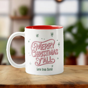 Cowboy Weihnachten Western Frohe Weihnachten Y'all Zweifarbige Tasse