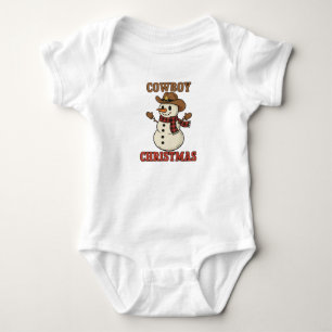 Cowboy-Weihnachts-Schneemann-Baby-Body – Western Baby Strampler