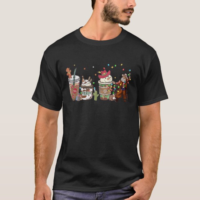 Cowboy Weihnachtskaffee, heiße Schokolade froh T-Shirt (Vorderseite)