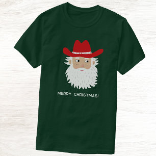Cowboy Weihnachtsmann benutzerdefinierter Text Wei T-Shirt