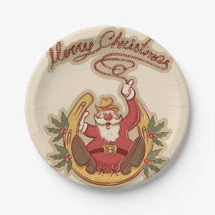 Cowboy Weihnachtsmann Pappteller