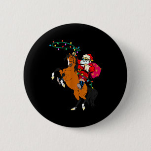 Cowboy-Weihnachtsmann reitet auf einem Pferd Weihn Button