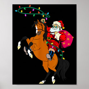 Cowboy-Weihnachtsmann reitet auf einem Pferd Weihn Poster