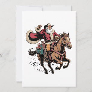 Cowboy Weihnachtsmann Reitet Ein Pferd Weihnachten Einladung