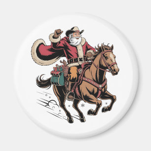 Cowboy Weihnachtsmann Reitet Ein Pferd Weihnachten Magnet