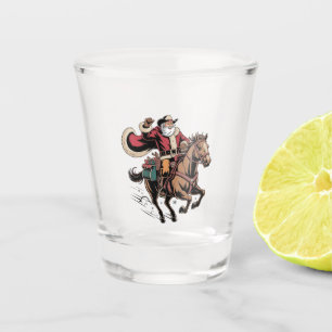Cowboy Weihnachtsmann Reitet Ein Pferd Weihnachten Schnapsglas