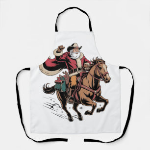 Cowboy Weihnachtsmann Reitet Ein Pferd Weihnachten Schürze