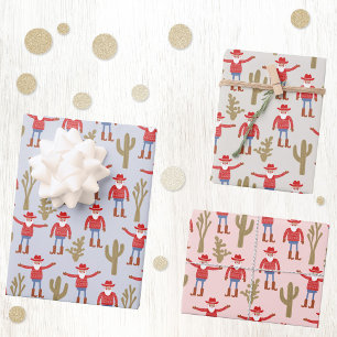 Cowboy-Weihnachtsmann Western-Weihnachten Geschenkpapier Set