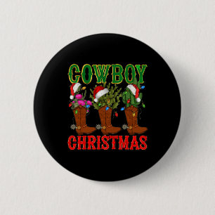 Cowboy Weihnachtsstiefel und Cactus Xmas Pjs Men W Button