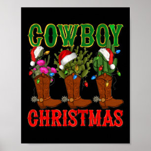 Cowboy Weihnachtsstiefel und Cactus Xmas Pjs Men W Poster