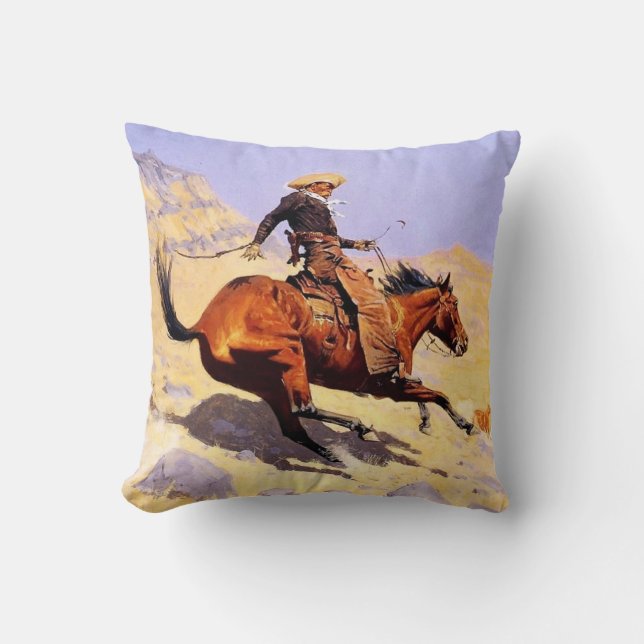 Cowboy Western Art von Frederic Remington Kissen (Vorderseite)