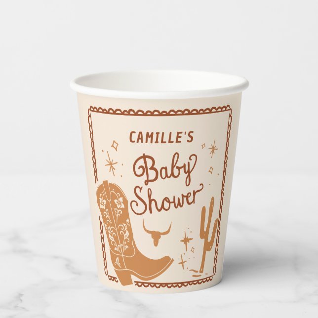 Cowboy Western Boy Babydusche Pappbecher (Rückseite)