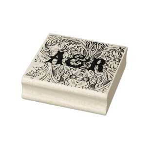 Cowboy Western Country Hochzeit Paar Monogramm Gummistempel