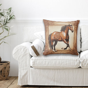 Cowboy Western Country Reittier Brown Pferd Kissen