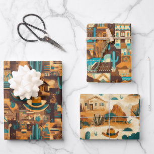 Cowboy Western Desert Brown Geschenkpapier Set